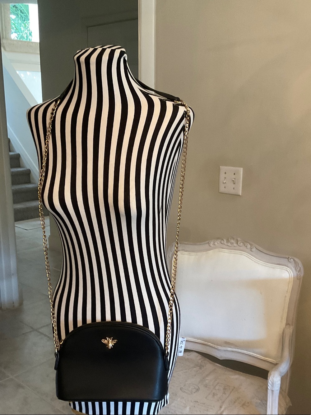 Black Crossbody with Gold Bee Accent